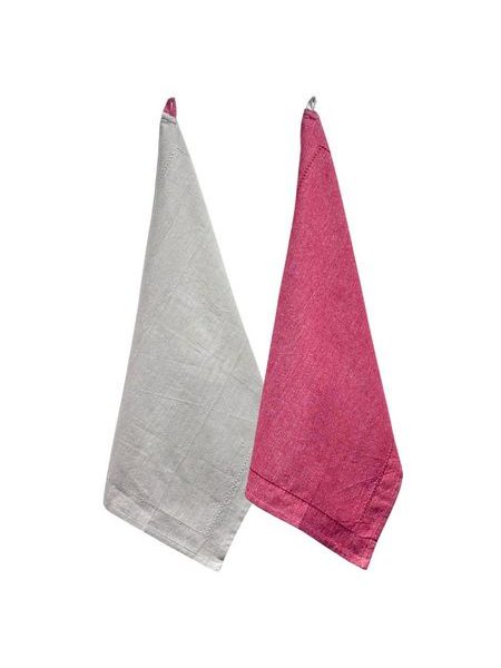 Utěrka, 2 ks, 50 x 70 cm, béžová a červená