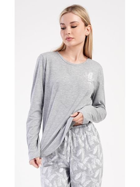 Dámské pyžamo dlouhé Peříčko - šedá