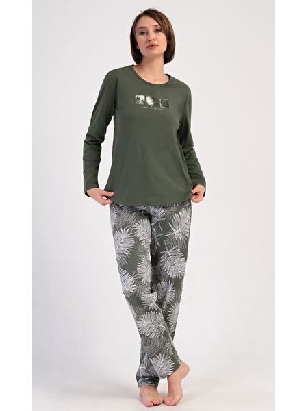 Dámské pyžamo dlouhé Barbora - khaki