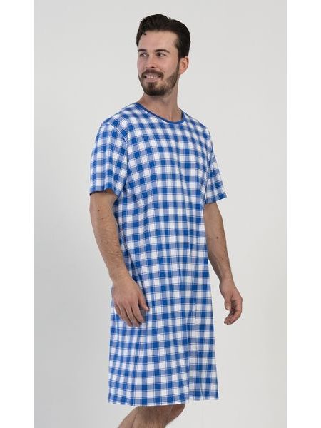 Pánská noční košile s krátkým rukávem Karel - modrá