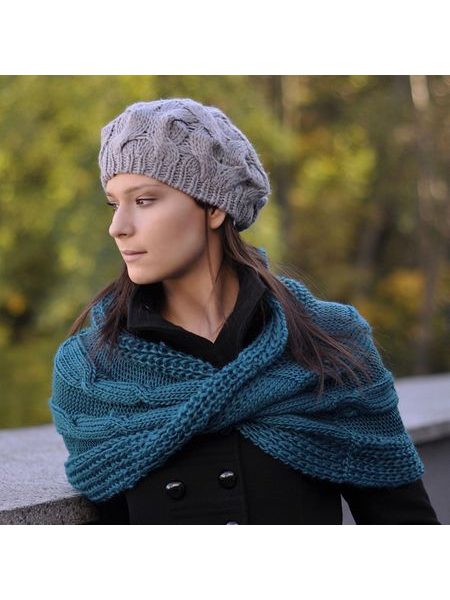 Dlouhý teplý tunelový šál - tmavě hnědý