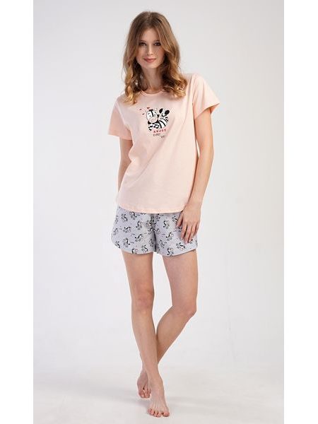 Dámské pyžamo šortky Zebra - světle šedá
