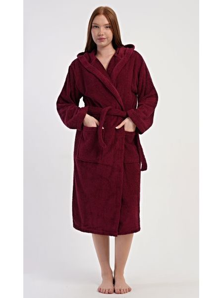 Dámský župan dlouhý s kapucí Julie - vínová