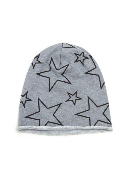 Čepice beanie s hvězdami šedivá