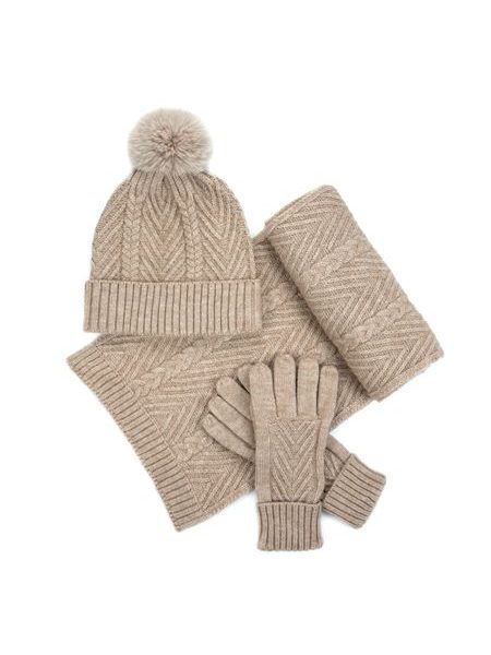 Čepice, šála a rukavice - béžová