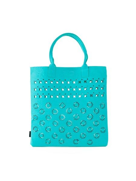 Módní filcový shopper bag tyrkysový