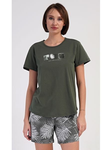 Dámské pyžamo šortky Barbora - khaki