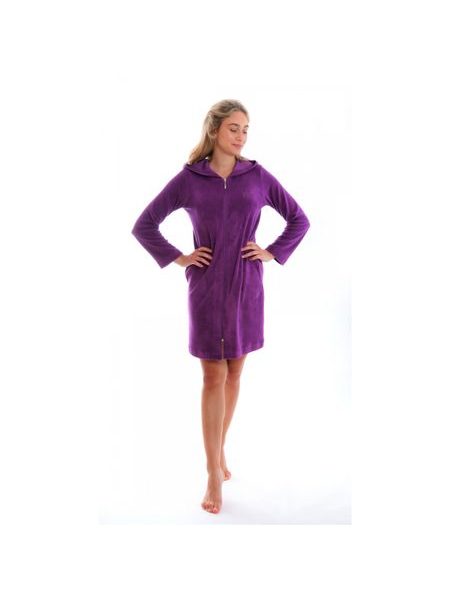 Dámský 3/4 župan s kapucí a dlouhým rukávem BARI Sparkling grape