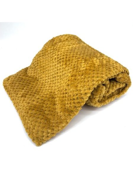 Mikroflanelová deka 150 x 200 cm, 220 GSM, Horčice Jacquard