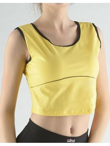 Dámský top tílko, širší ramínka, šité 97020P - citronová černá