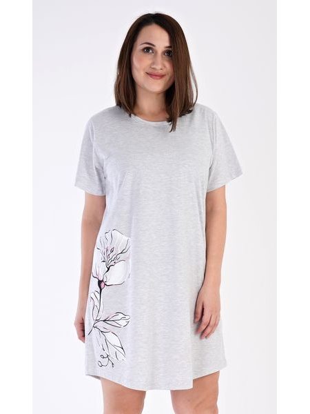 Dámská noční košile s krátkým rukávem Nicol - světle šedá