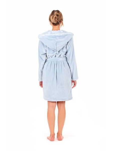 Dámský 3/4 župan s kapucí FLORA světle modrá