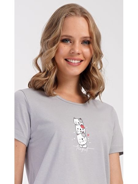 Dámské pyžamo kapri Koťata - šedá