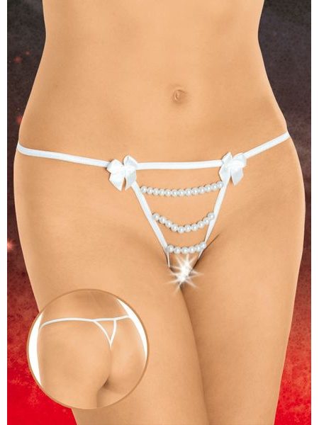 Sexy dámské kalhotky tanga SOFTLINE bílé s korálky