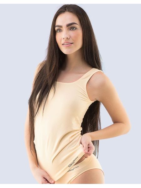 Dámské tílko prodloužené, širší ramínka, bezešvé, jednobarevné Bamboo PureLine 08021P - tělová