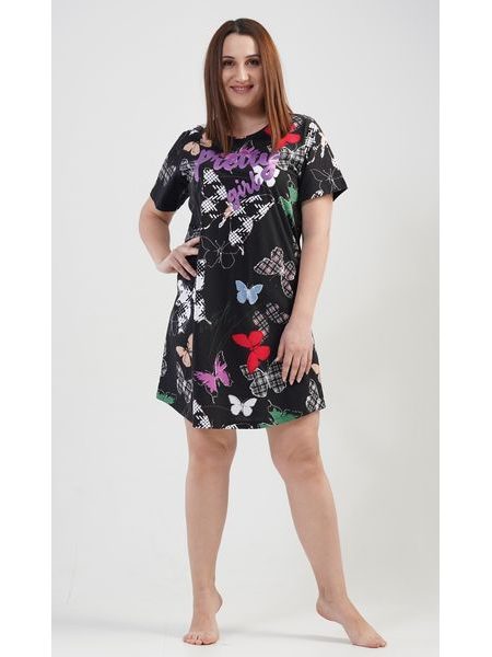 Dámská noční košile s krátkým rukávem Pretty girl - černá