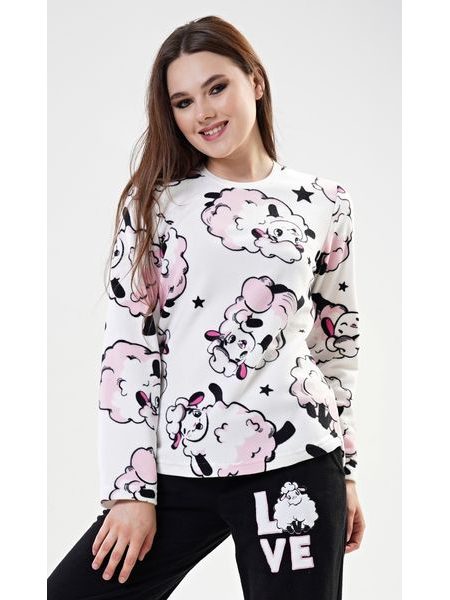 Dámské pyžamo dlouhé Ovečka - bílá