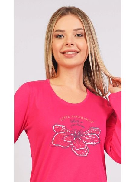 Dámské pyžamo dlouhé Martina - malinová