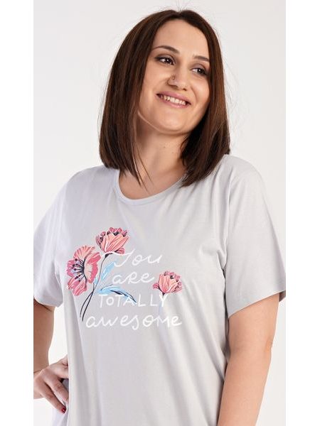 Dámská noční košile s krátkým rukávem Casandra - světle šedá