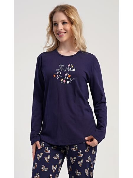 Dámské pyžamo dlouhé Sarah - tmavě modrá