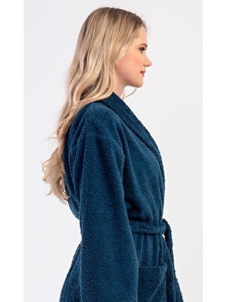 Dámský župan dlouhý se šálovým límcem Karolína - petrolejová