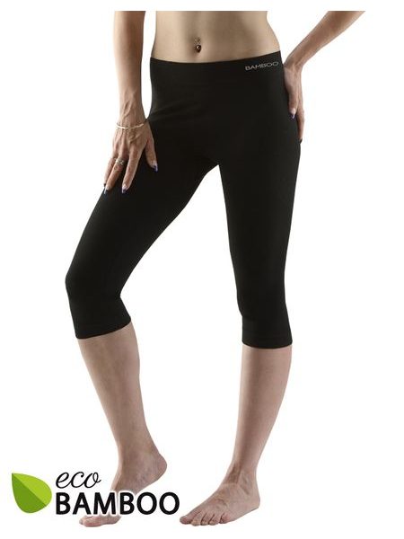 Dámské capri, bezešvé, klasické Eco Bamboo 95033P - černá