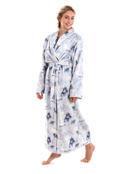 Dámský dlouhý župan s šálovým límcem Yuna Jeřábi