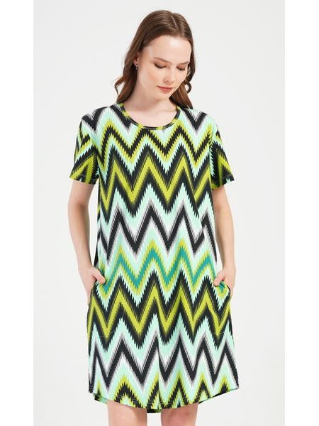 Dámské domácí šaty s krátkým rukávem Zuzana - zelená