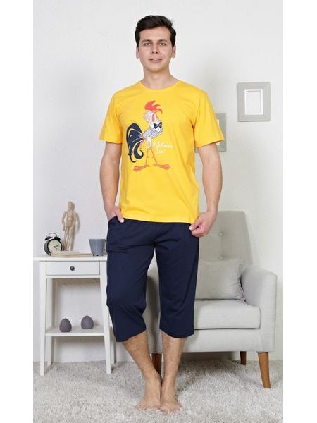 Pánské pyžamo kapri Kohout - žlutá