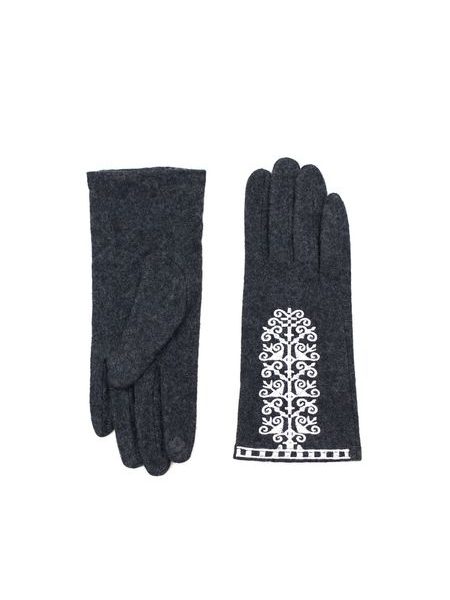 Šedé rukavice s bílou aplikací