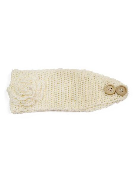 Čelenka s dřevěnými knoflíky krémová