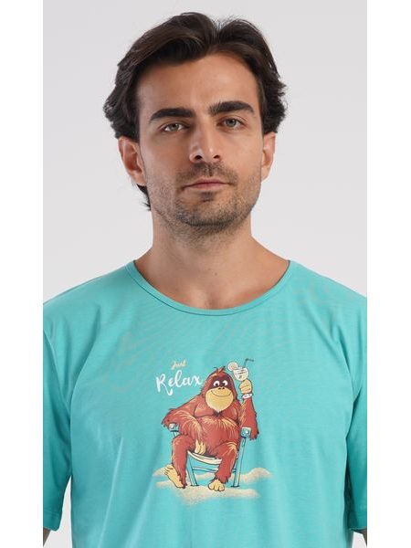 Pánské pyžamo šortky Relax - tyrkysová
