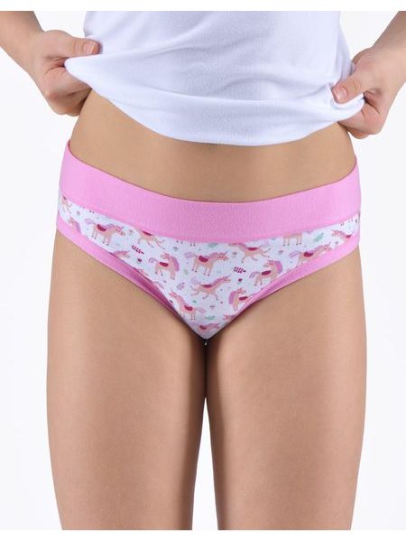 Dívčí kalhotky klasické dívčí, úzký bok, šité, s potiskem - orchidej cukrová