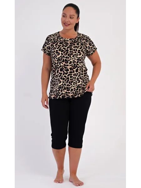 Dámské pyžamo kapri Leopard - hnědá