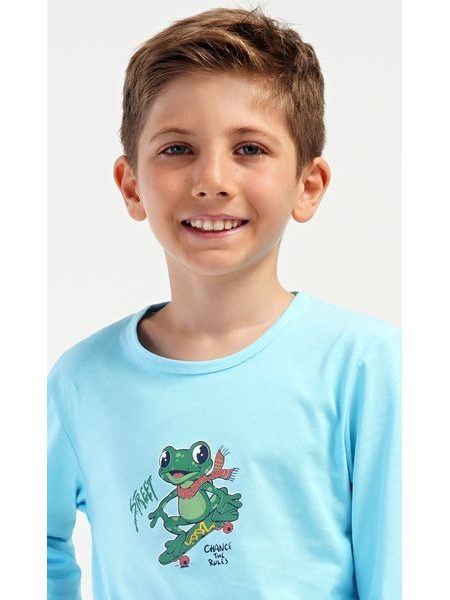 Dětské pyžamo dlouhé Žabák - světle modrá
