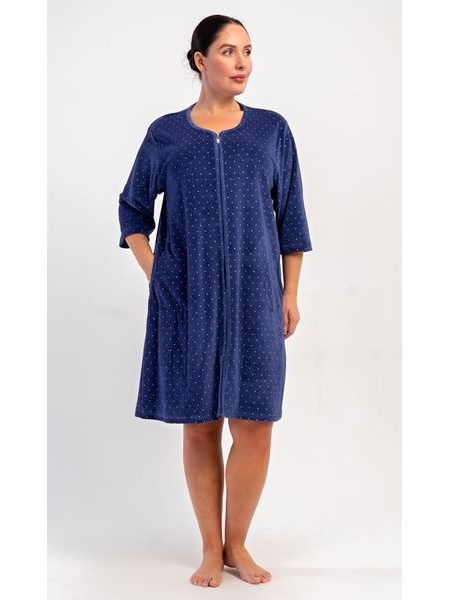 Dámské domácí šaty s tříčtvrtečním rukávem Alex - modrá