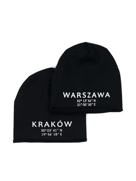 Přechodná tenká čepice s nápisem - černá