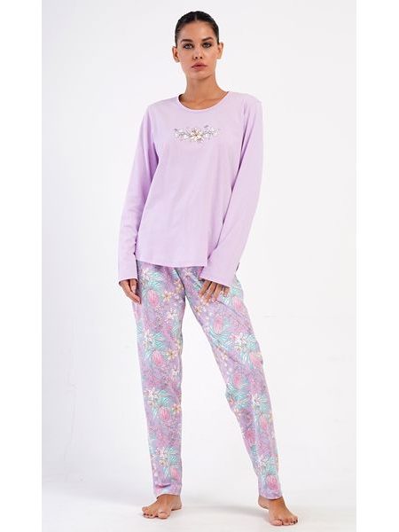 Dámské pyžamo dlouhé Marie - světle fialová