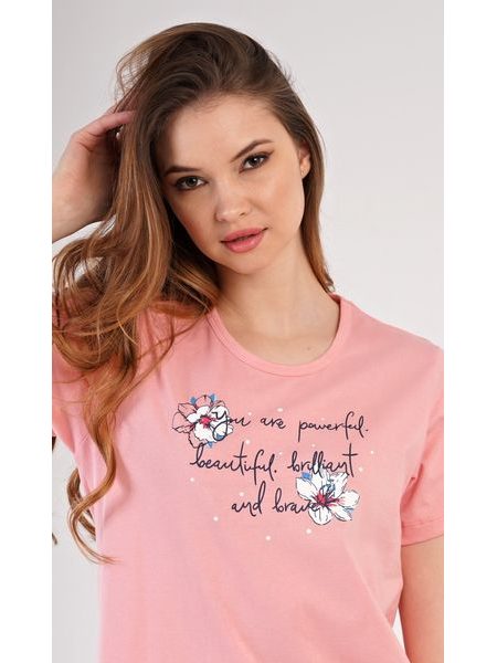 Dámské domácí šaty s krátkým rukávem Betty - lososová