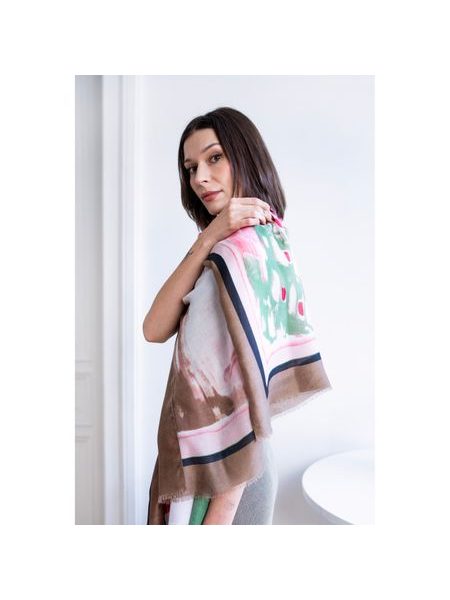 Abstraktní šátek - tmavobéžová