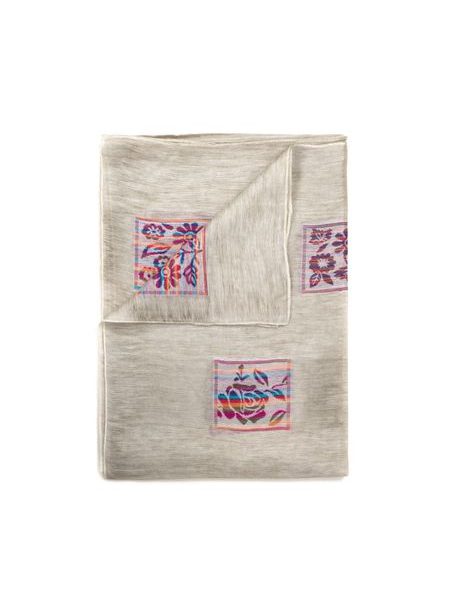 Dámský šedý šál s barevnými detaily