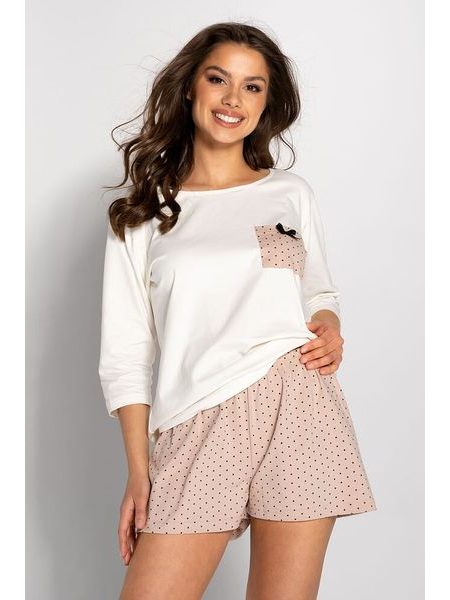 Luxusní dámské pyžamo Ella v barvě ecru