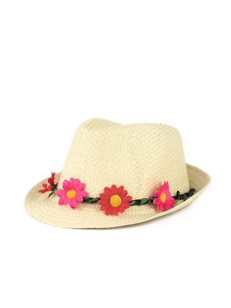 Dívčí klobouček s kvítky ecru