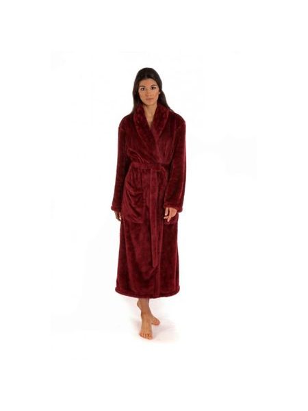 Dámský dlouhý hřejivý župan se šálovým límcem LILLY EXTRA vínová