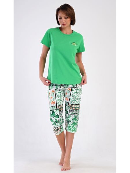 Dámske pyžamo kapri Janette - zelená