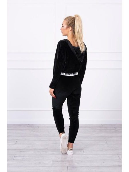 Sametový komplet s kapucí, černá