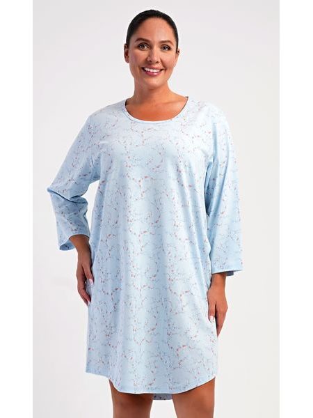 Dámské domácí šaty s tříčtvrtečním rukávem Lauren - světle modrá