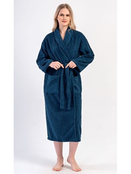 Dámský župan dlouhý se šálovým límcem Karolína - světle modrá