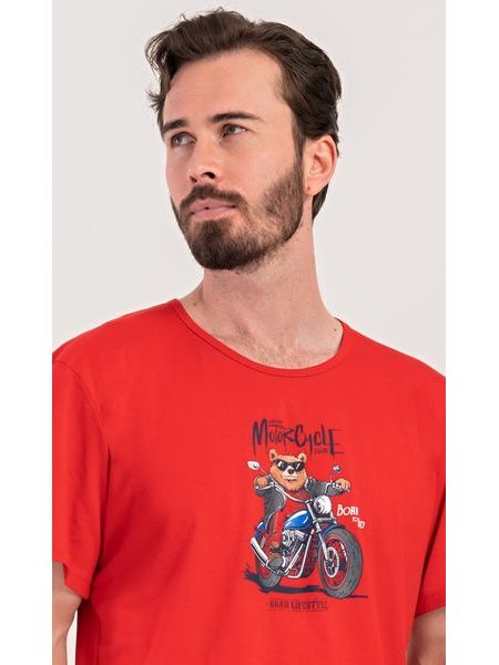 Pánské pyžamo šortky Motorkář - červená