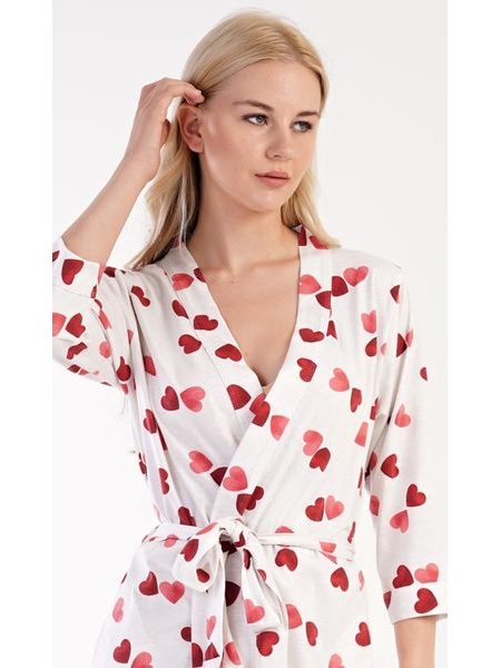 Dámský župan krátký Valentýna - jahodová